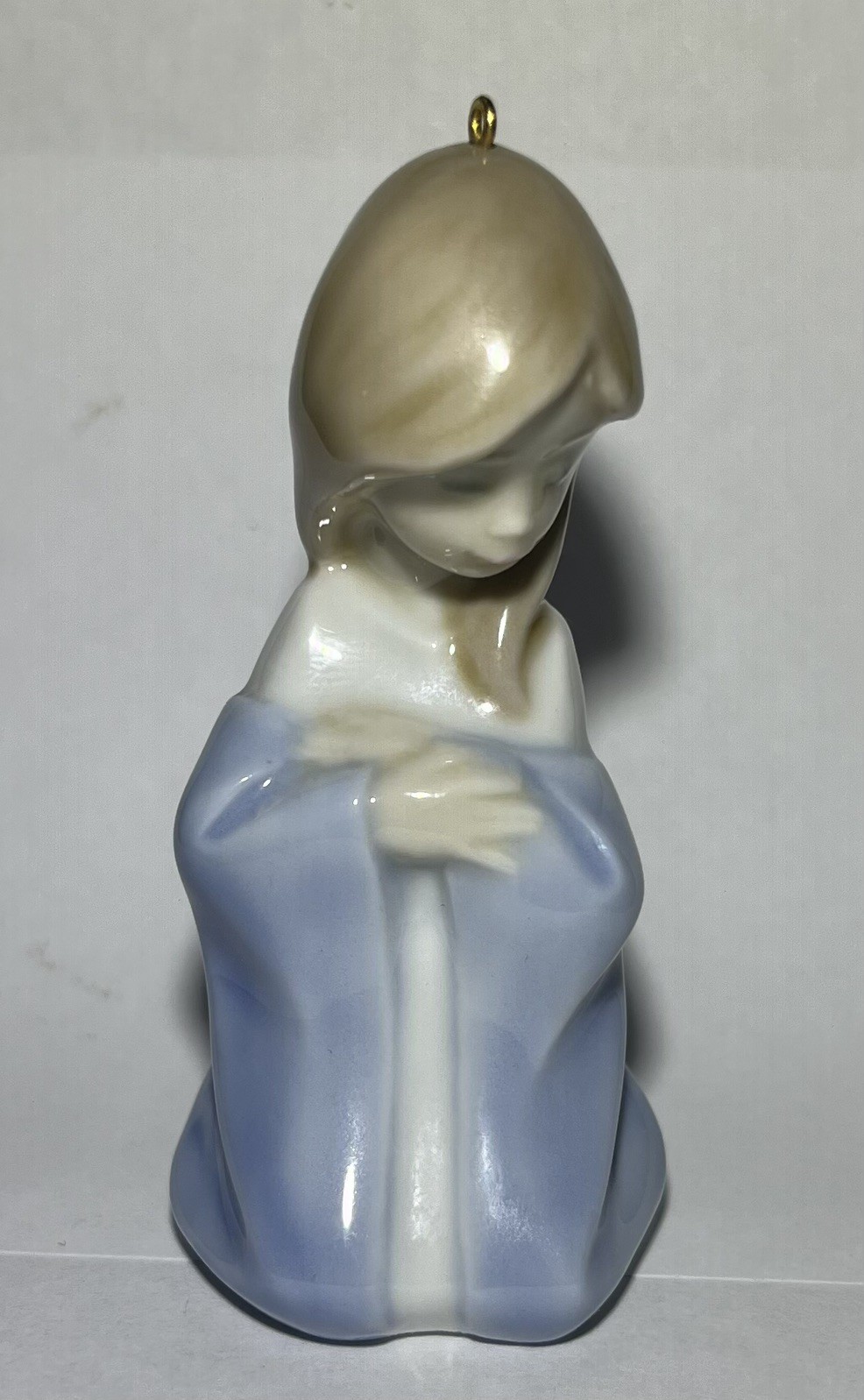 Vintage 1988 Lladro VIRGIN MARY 4671, Porcelain Hanging Ornament, 3” SPAIN  