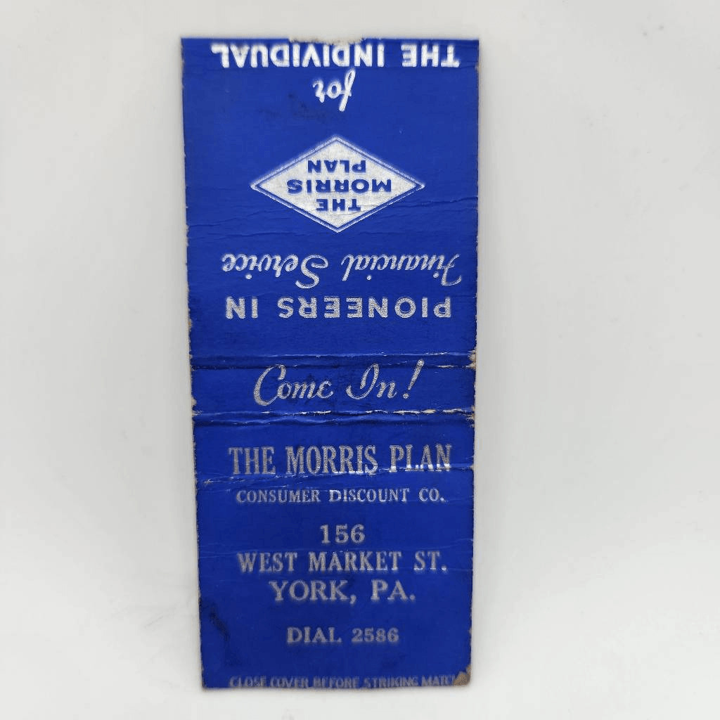 Vintage Bobtail Matchcover The Morris Plan Financial Service York Pennsylvania