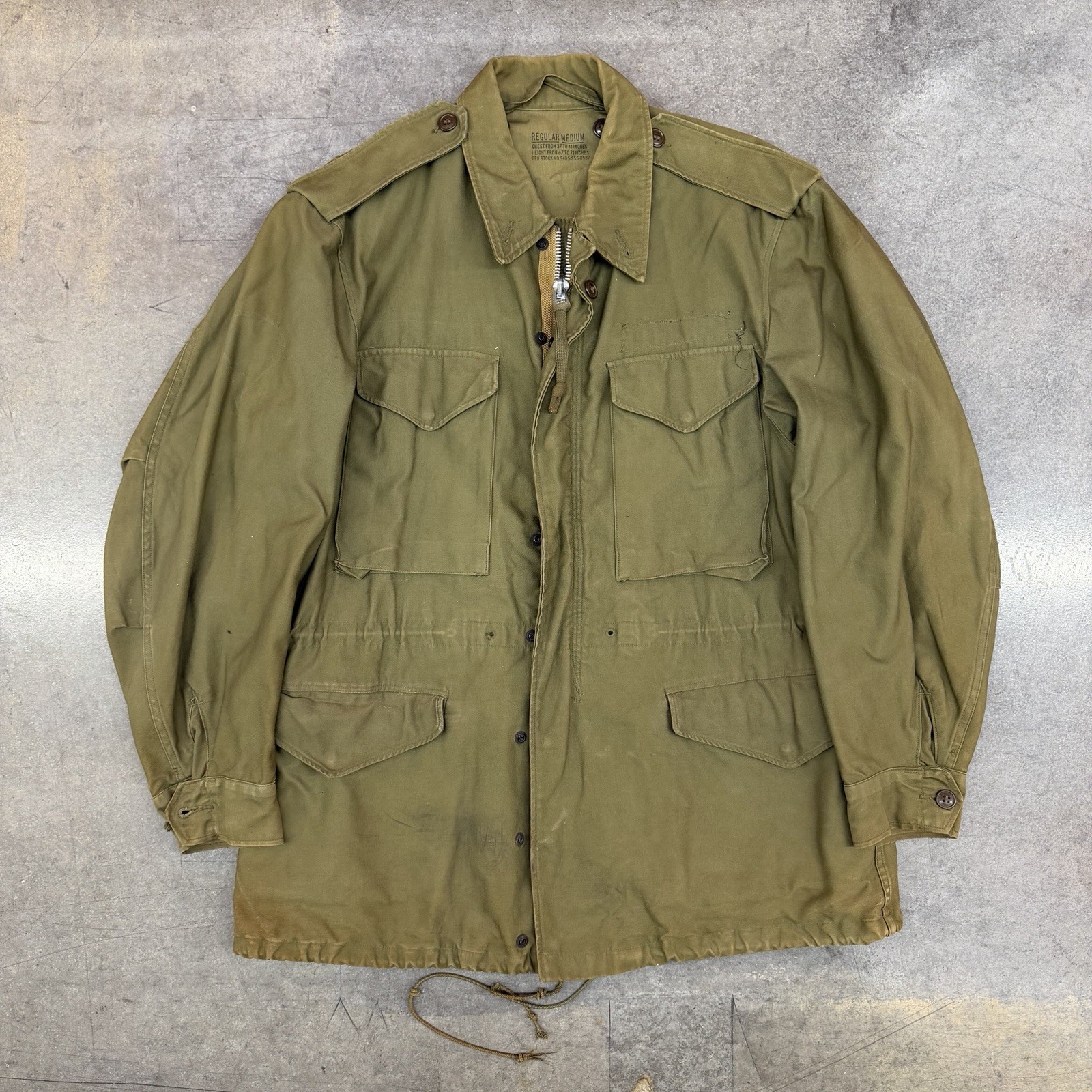 Vtg 1955 US Army M-1951 Field Jacket M51 Medium Regular Southern Athletic OG-107