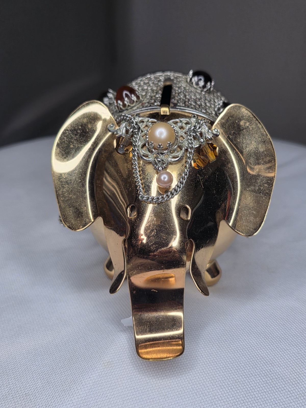 Napier Bejeweled Gold Plated Elephant Piggy Money Coin Bank