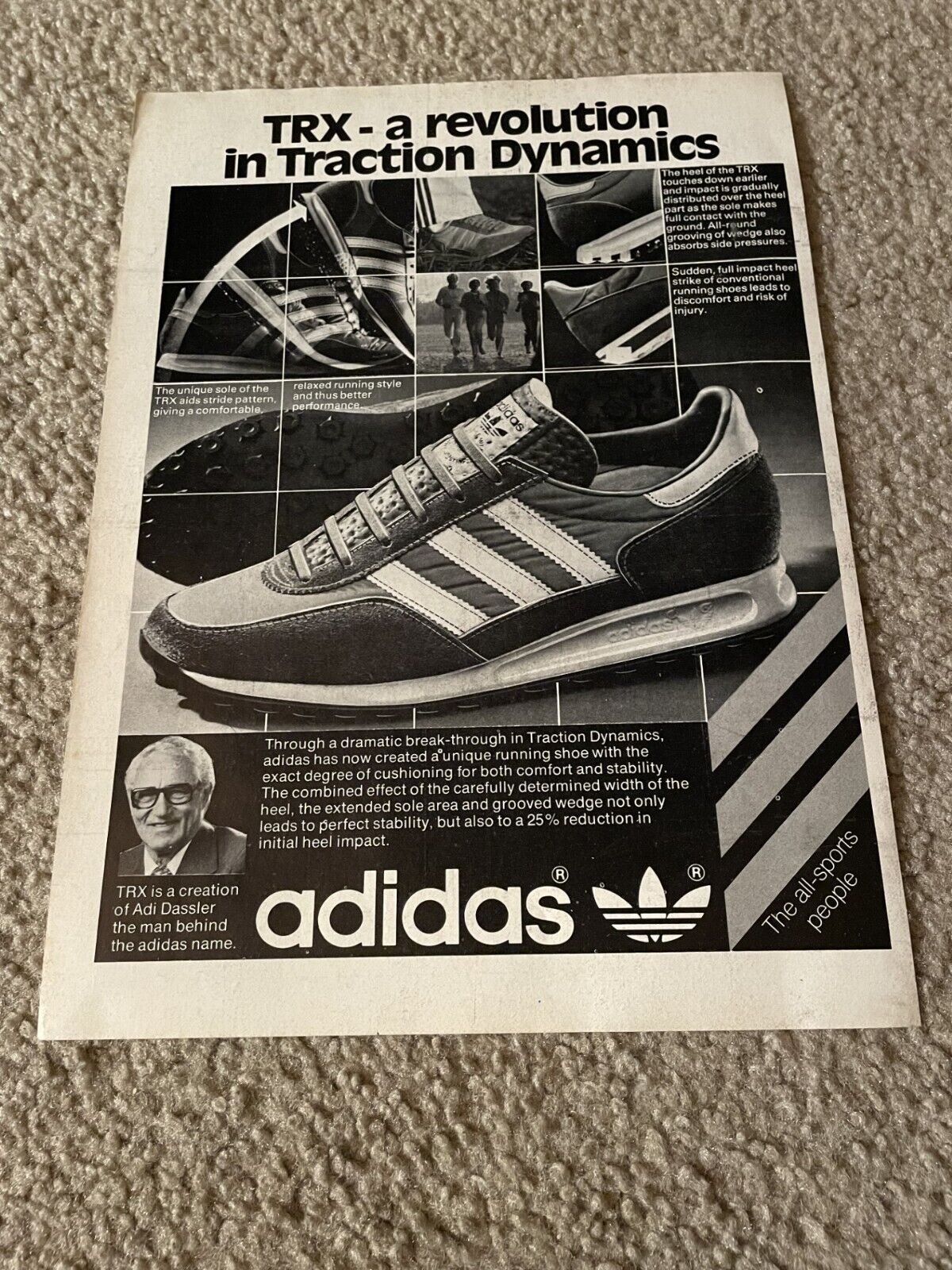 Vintage 1979 ADIDAS TRX Running Shoes Poster Print Ad 1970s ADI DASSLER