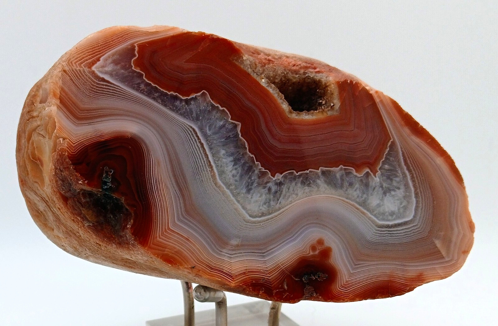 1 lb 6oz Lake Superior Agate-Face Polish-Red, White, Pink & Druzy, Orange Peeler