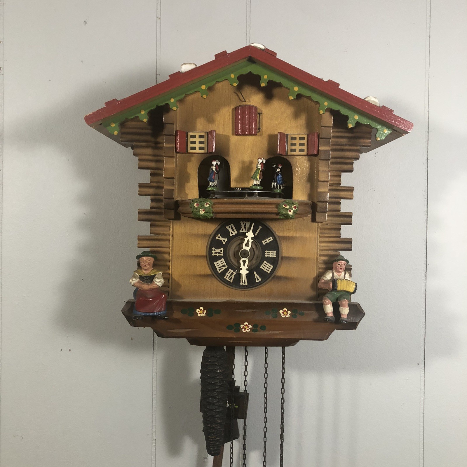 VTG German Cuckoo Clock with music and dancers- tested works