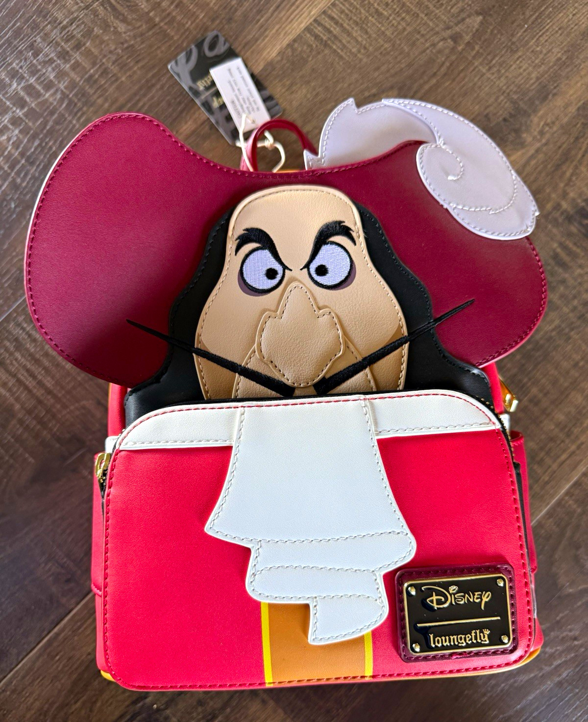 Loungefly Disney Captain Hook Burgundy Red Mini Backpack Loungefly Disney Captain Hook Burgundy Red Mini Backpack