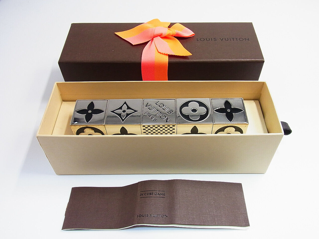 Auth Louis Vuitton LV Monogram Metal Magnet Cube Game Dice 2011 Christmas w/Box