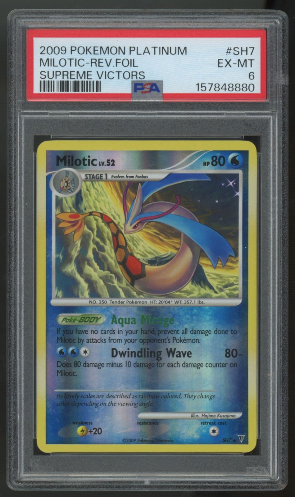 2009 Pokemon Milotic Platinum Shiny Reverse Holo #SH7 PSA 6