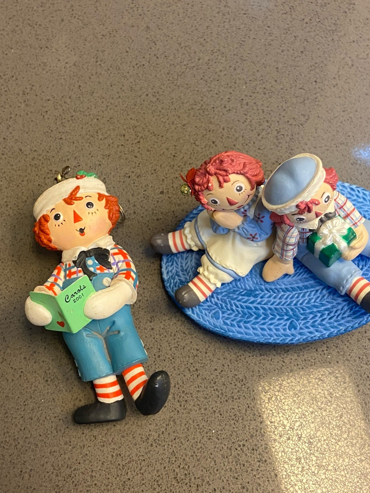 Two Vintage Hallmark Raggedy Ann and Andy Ornaments 2001 & 2003