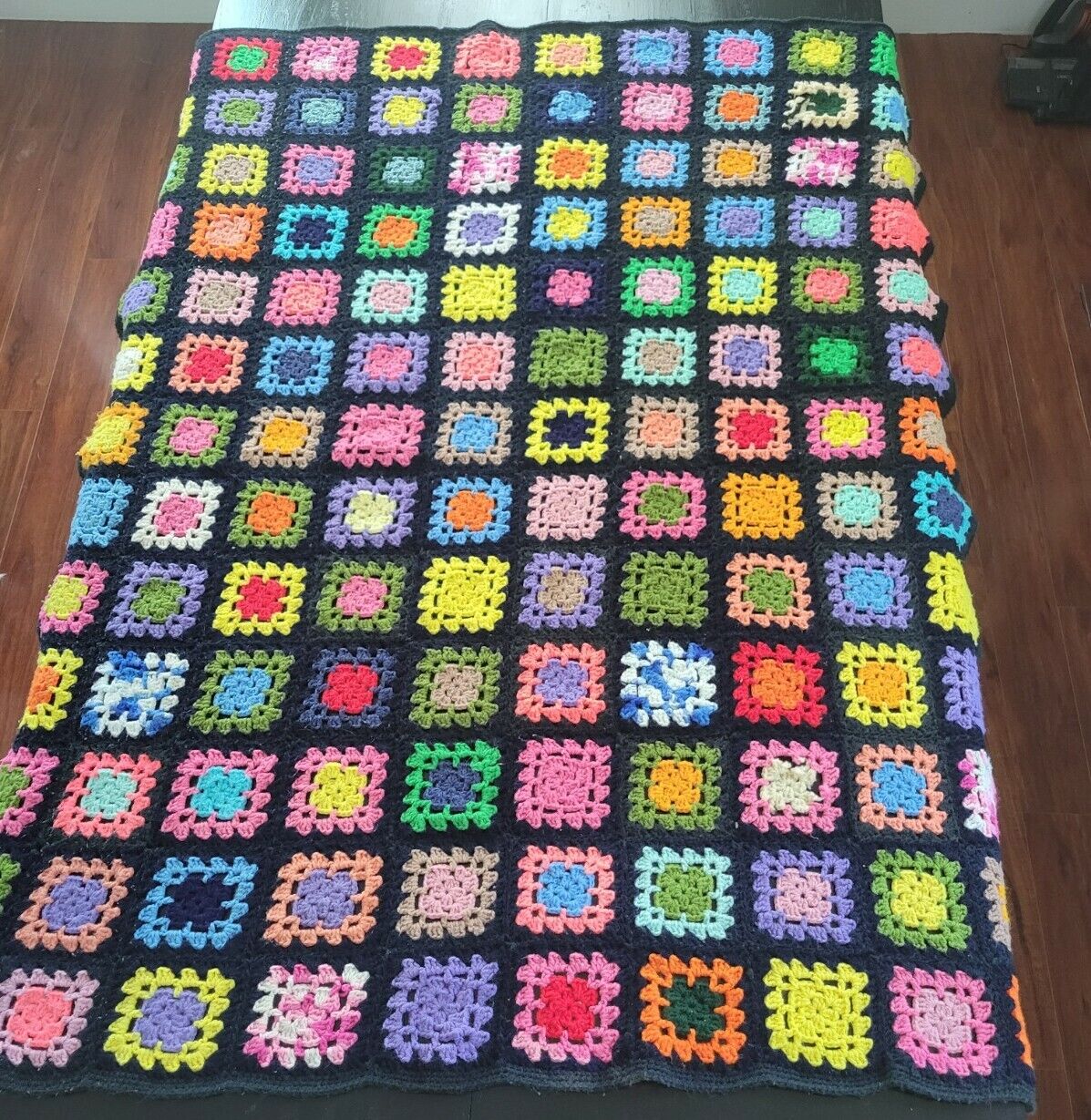 Vintage Multicolor Crochet Granny Square 