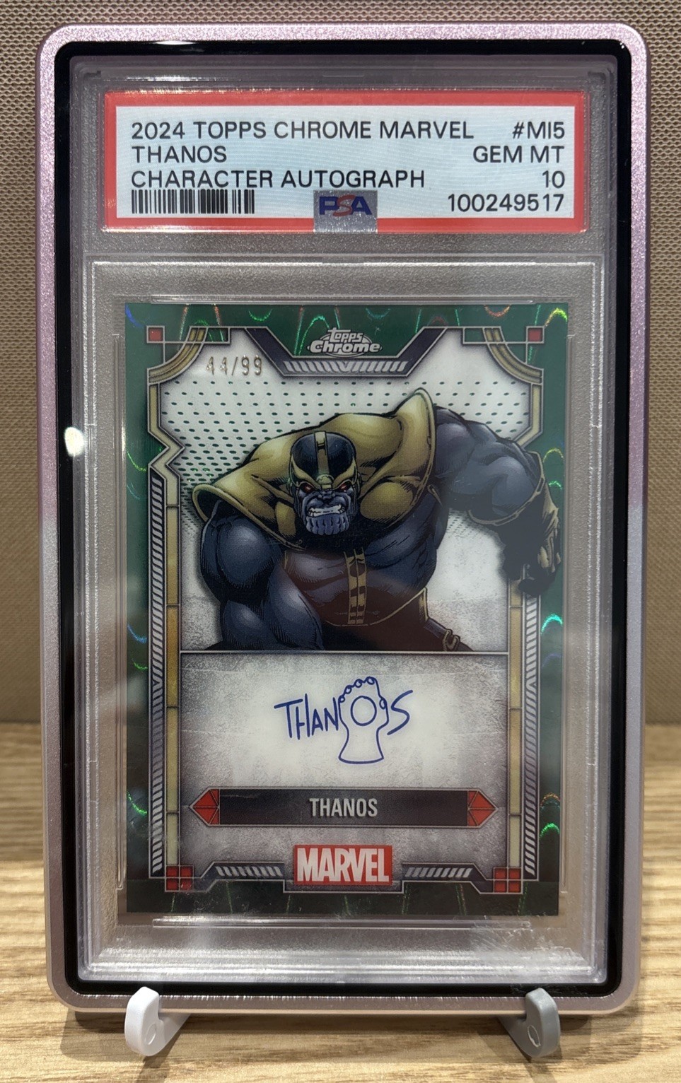 🏆 2024 TOPPS CHROME MARVEL MARVEL CHARACTER AUTOS #MI5 THANOS  /99 PSA 10