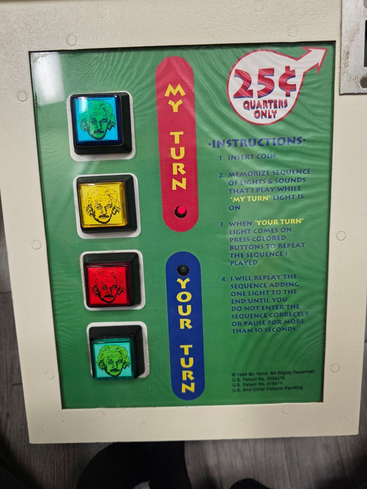 1994 Mr. Vend Einstein Brain Test Rare Vintage Arcade Machine