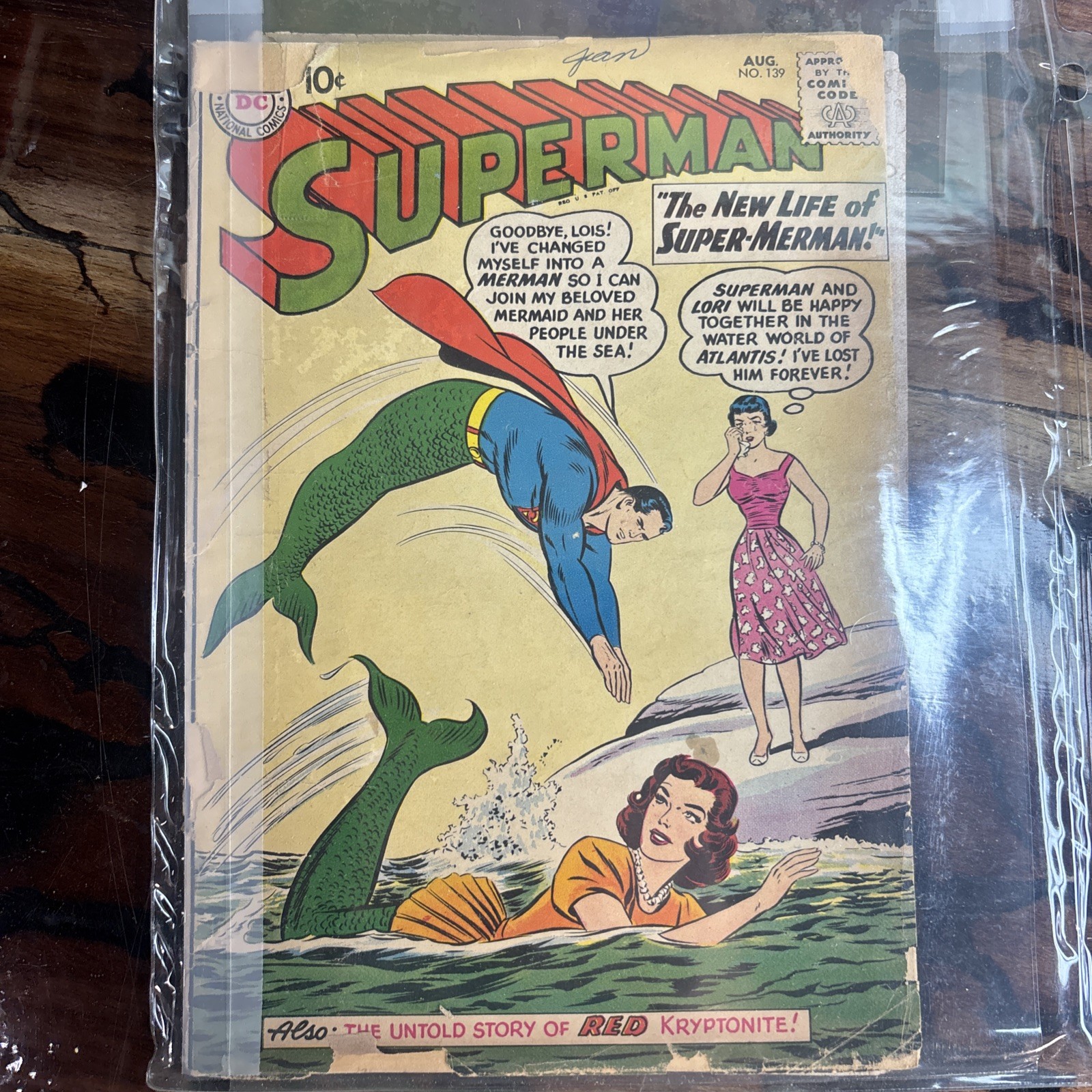 Superman #139 DC Comics 1960 Silver Age Super-Merman Red Kryptonite Estate Find