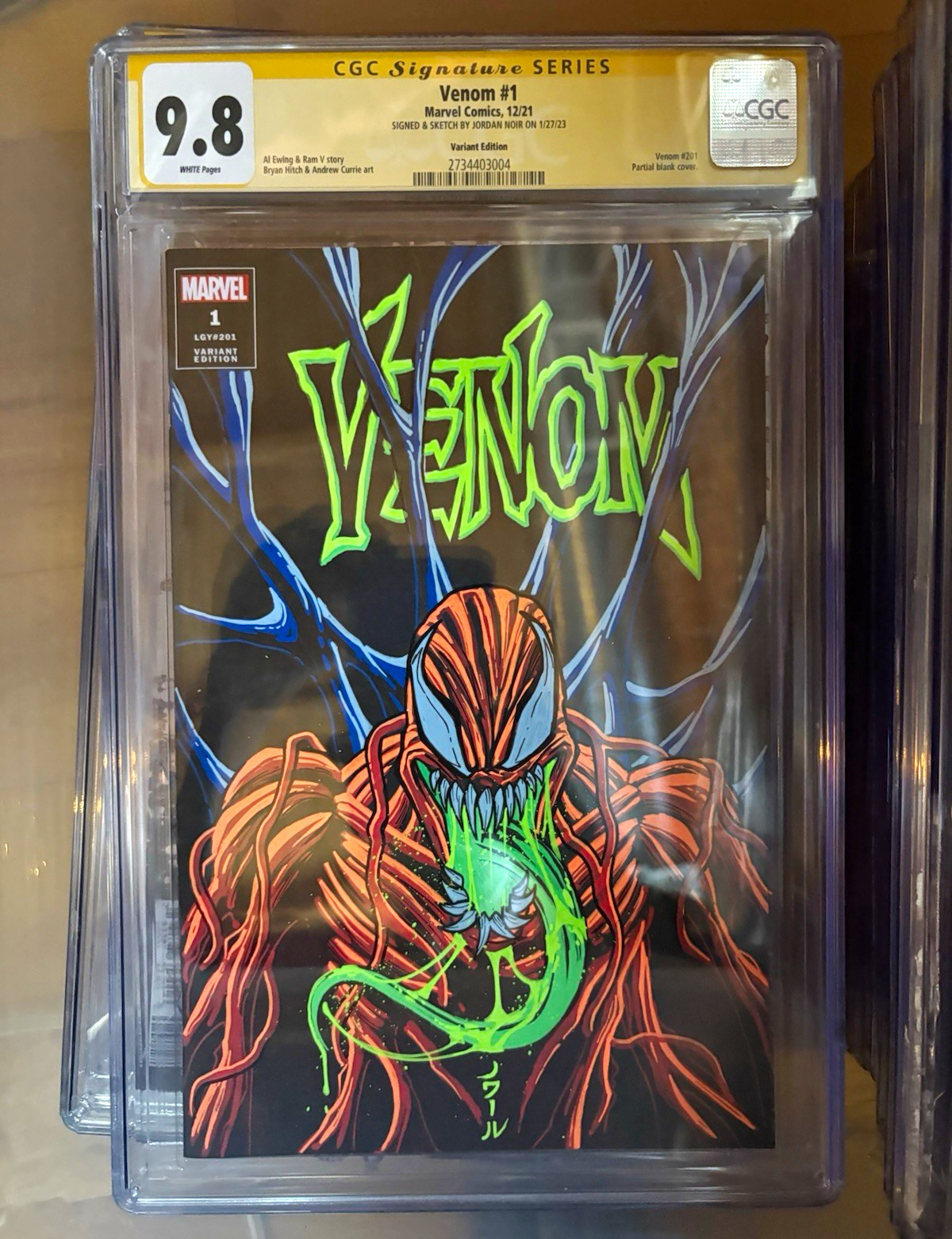 Venom #1 (2021) Marvel CGC 9.8 Signature Series Signed Jordan Noon Variant