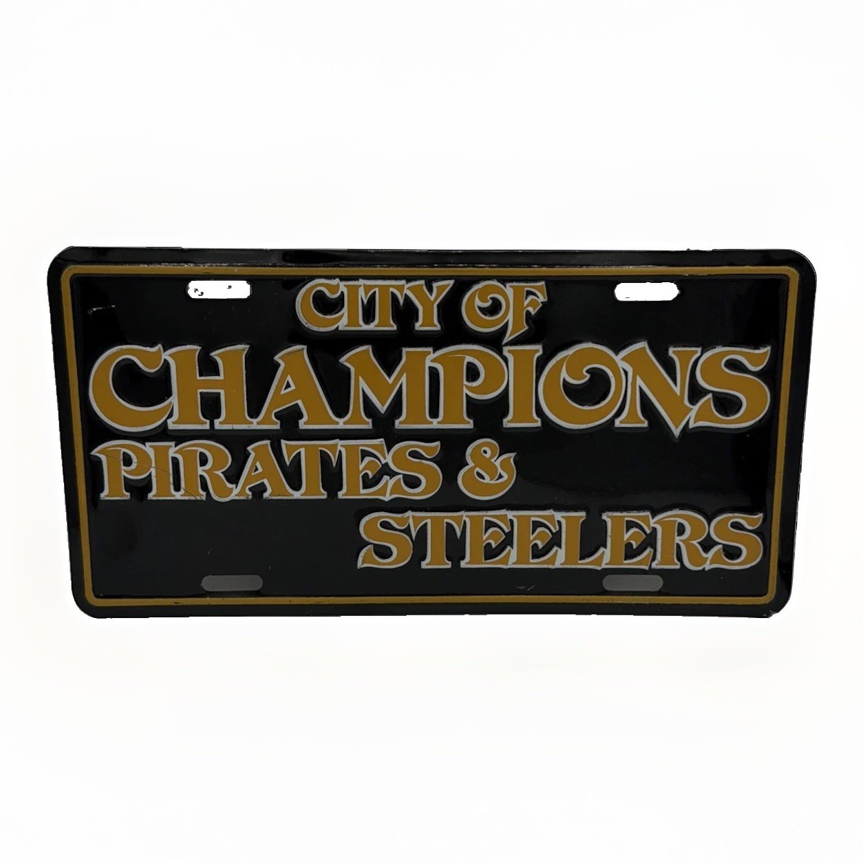Vintage City Of Champions Pirates & Steelers Booster License Plate Pittsburgh PA