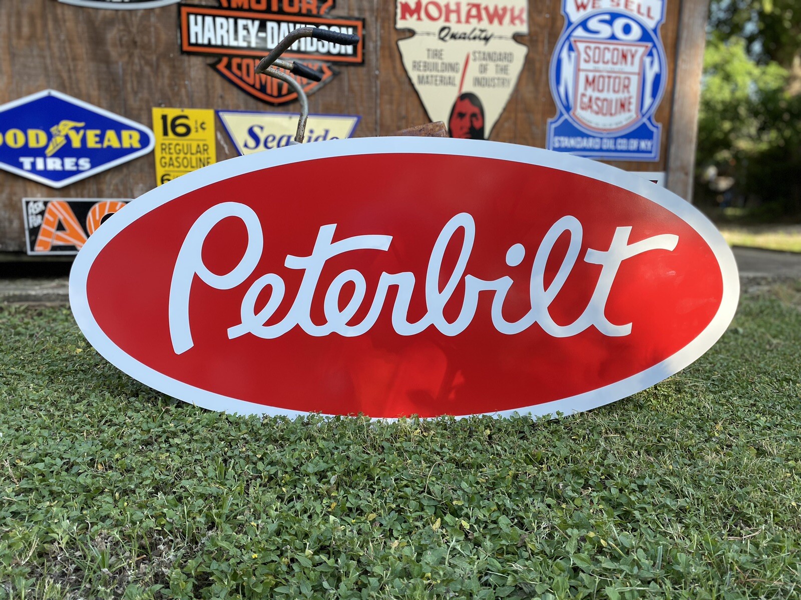 Antique Vintage Old Style Peterbilt Semi Truck Sign
