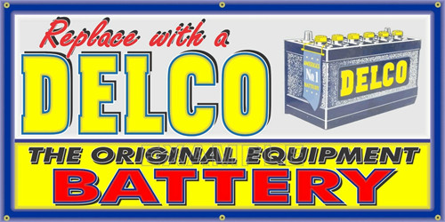 Delco Batteries Gas Repair Station Vintage Old School Sign Remake Banner 48\