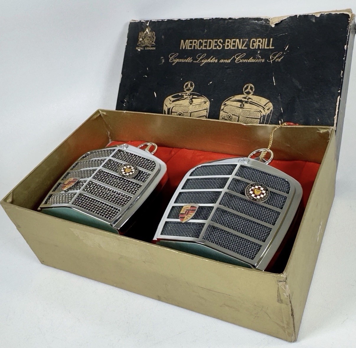 RARE 1969 Mercedes-Benz Grill Table Lighter & Cigarette Holder Set,NOS w/ Box