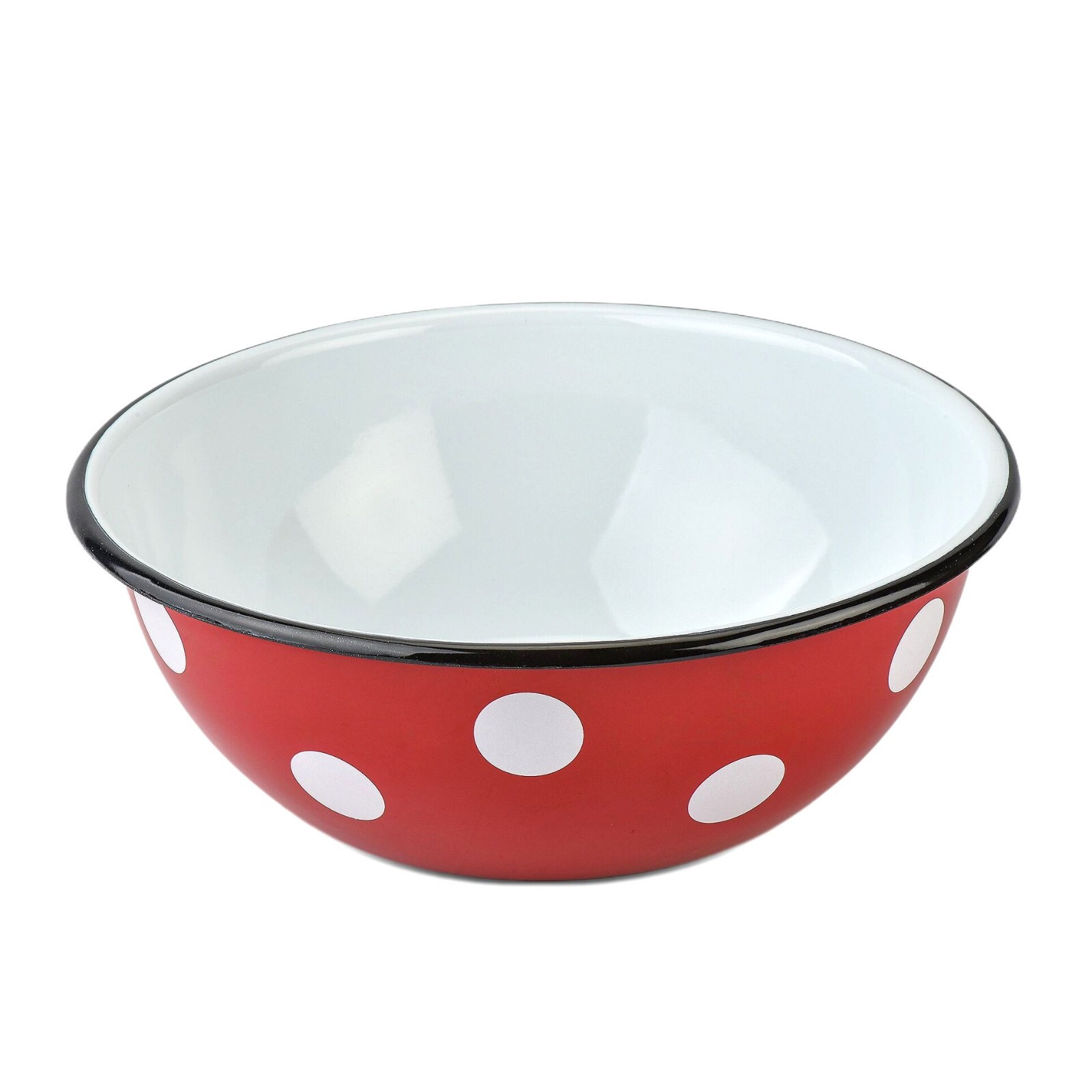Polka Dot Enamel Mixing Bowl Camping Cooking Salad Bowl Snack Serving Bowl 4.2qt