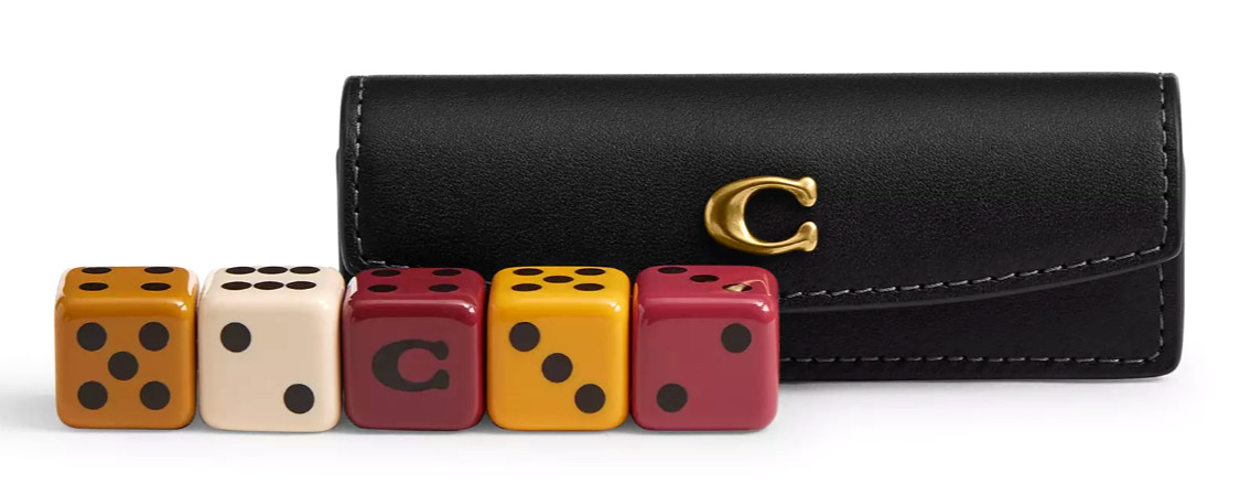 ❤️Coach Dice Set - CY196 Black Glovetanned Leather -Resin Boxed & Factory Sealed