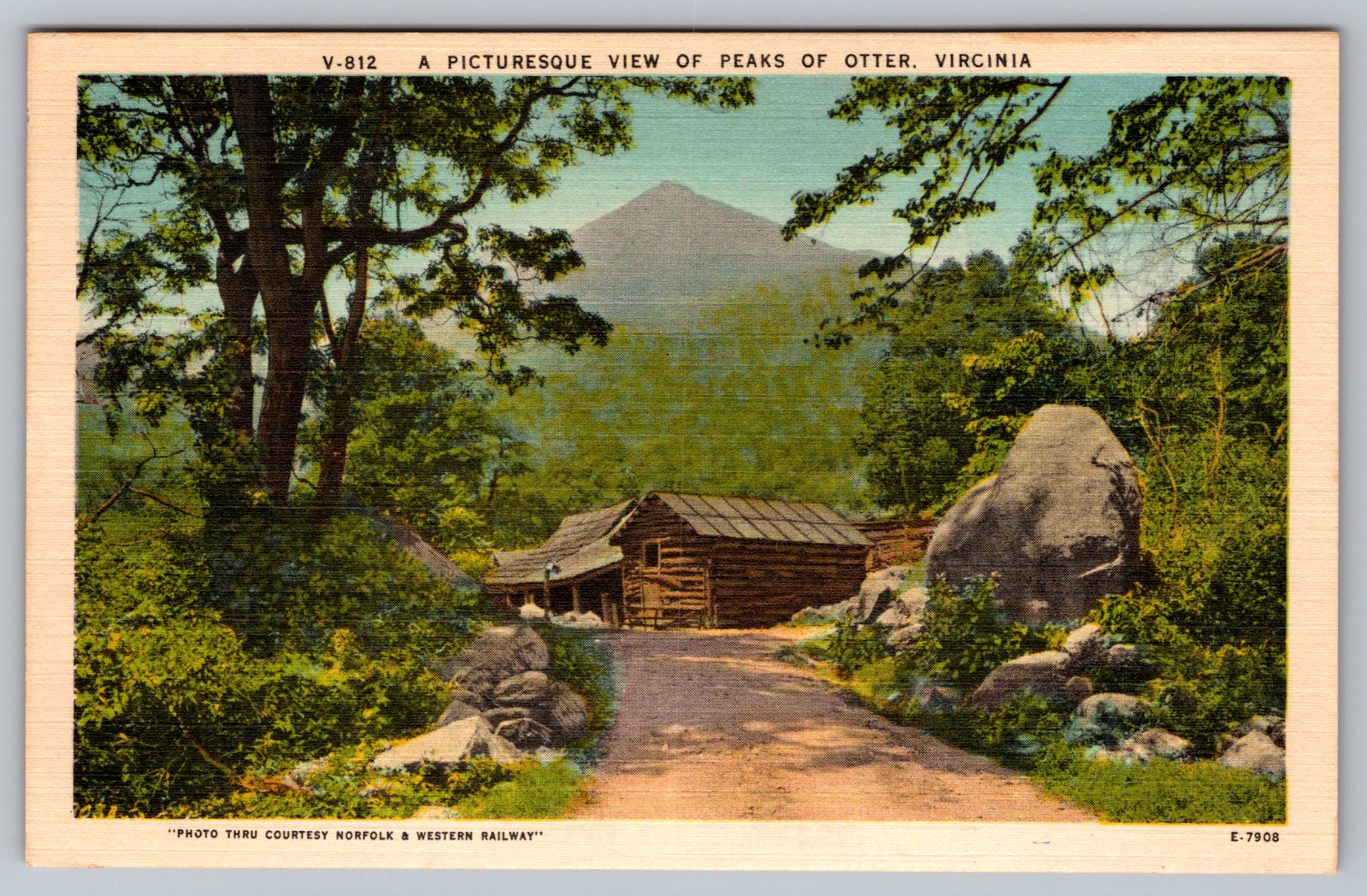Postcard a Picturesque View of Peaks of Otter Virginia Linen