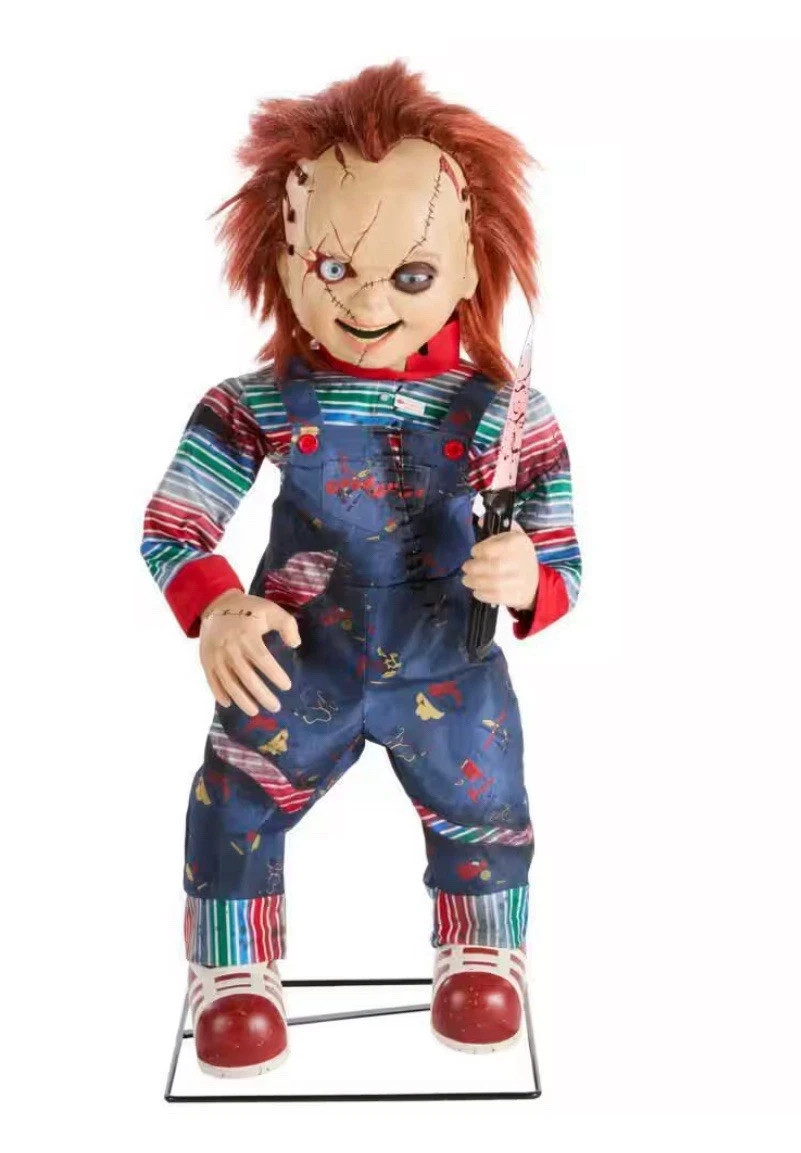 Halloween 3.5Ft Animated Chucky Scarred Doll Led Knife Servo Animated Talks NEW
