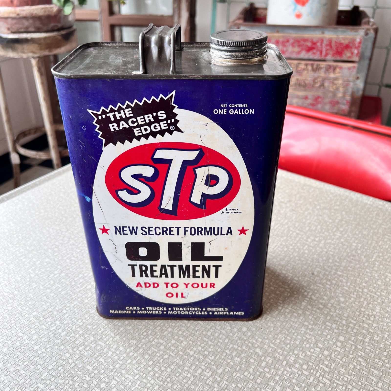 Vintage STP OIL TREATMENT One Gallon Empty Can Vintage STP OIL TREATMENT One Gallon Empty Can