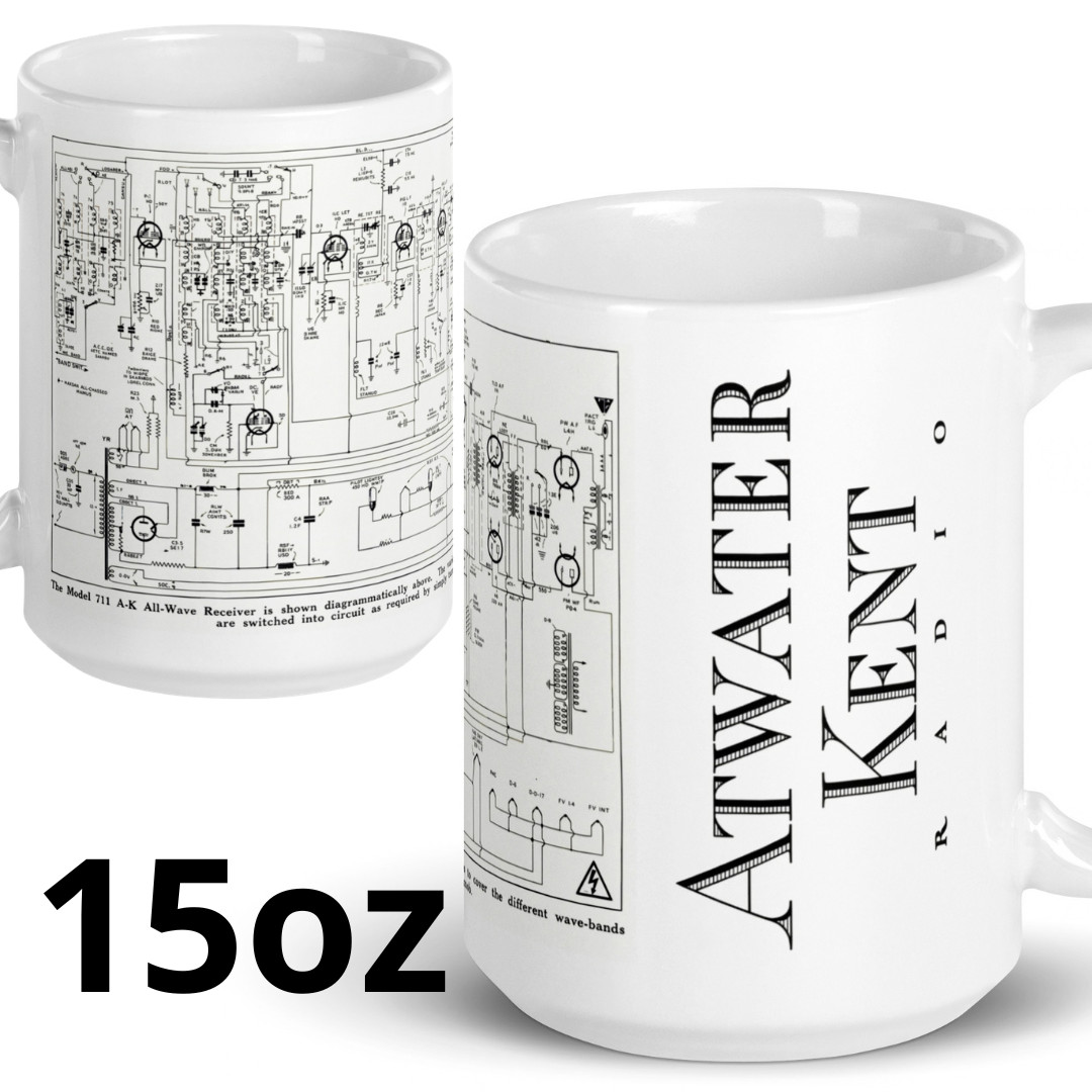 Atwater Kent Radio Schematic Mug 15oz Retro Electronics Antique Tube Audio Gift