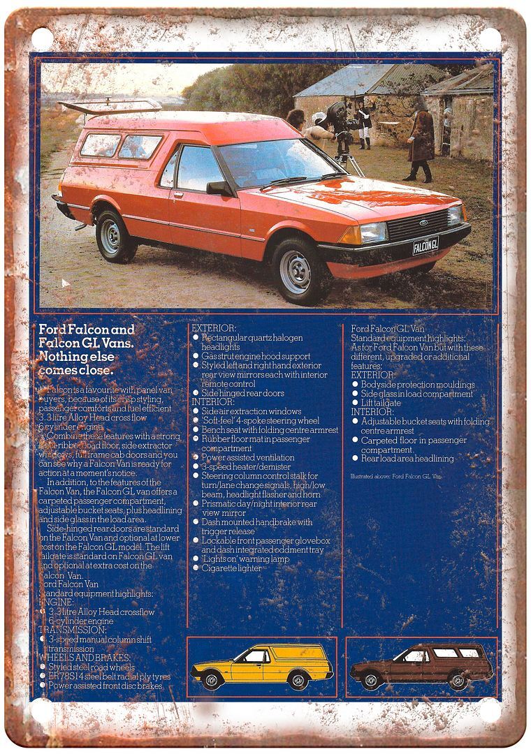 Vintage 1981 Falcon Panel Van Auto Ad Reproduction Retro Look Metal Sign A1284