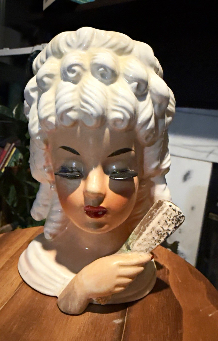 Napco Vintage Hand Painted Ceramic Lady Head Bust Planter 1964 Mid-Century