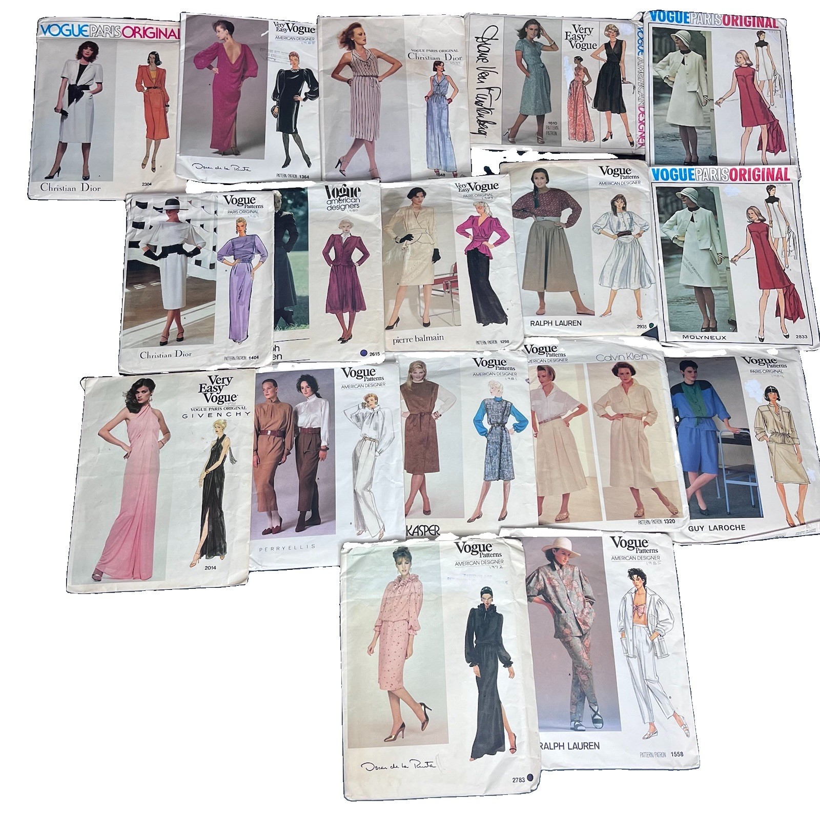 Lot 17 Women Vogue Sewing Patterns Uncut/Cut Dior Kasper Ralph Lauren DVF