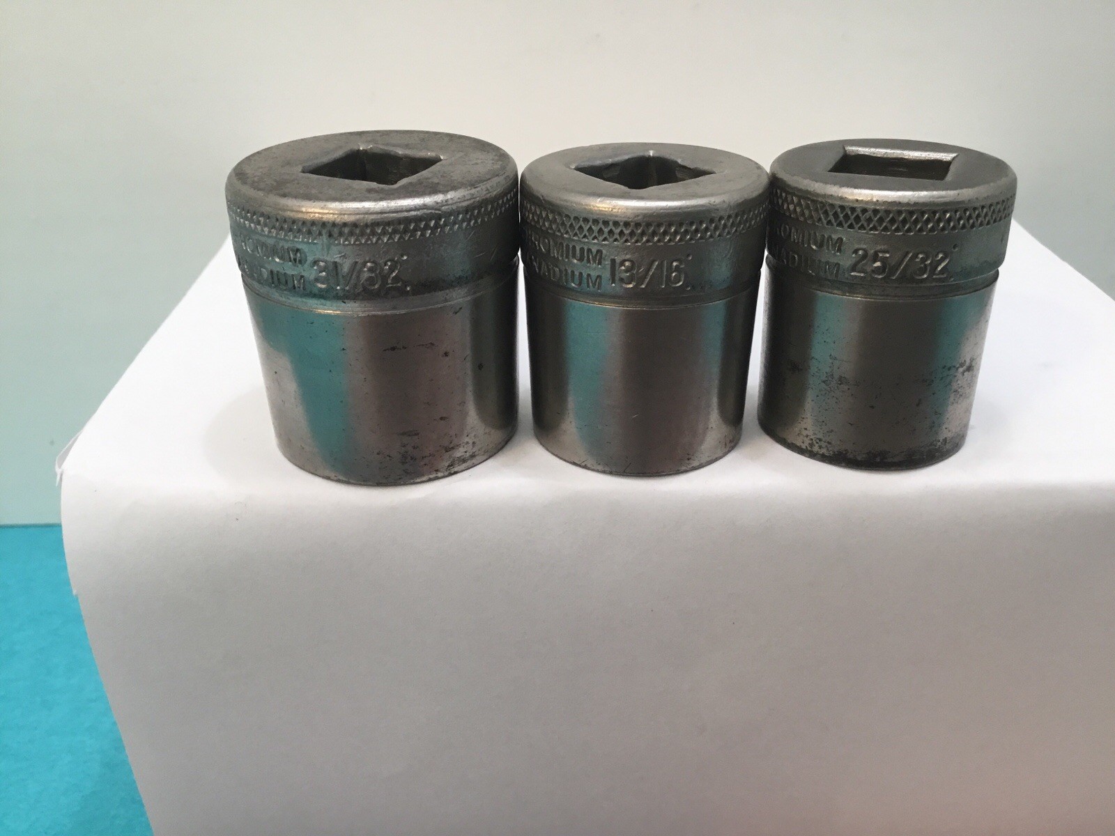 Vintage Chromium Vanadium 1/2 Dr Sockets 1231-31/32 —1226 13/16 — 1225 25/32 Vintage Chromium Vanadium 1/2 Dr Sockets 1231-31/32 —1226 13/16 — 1225 25/32