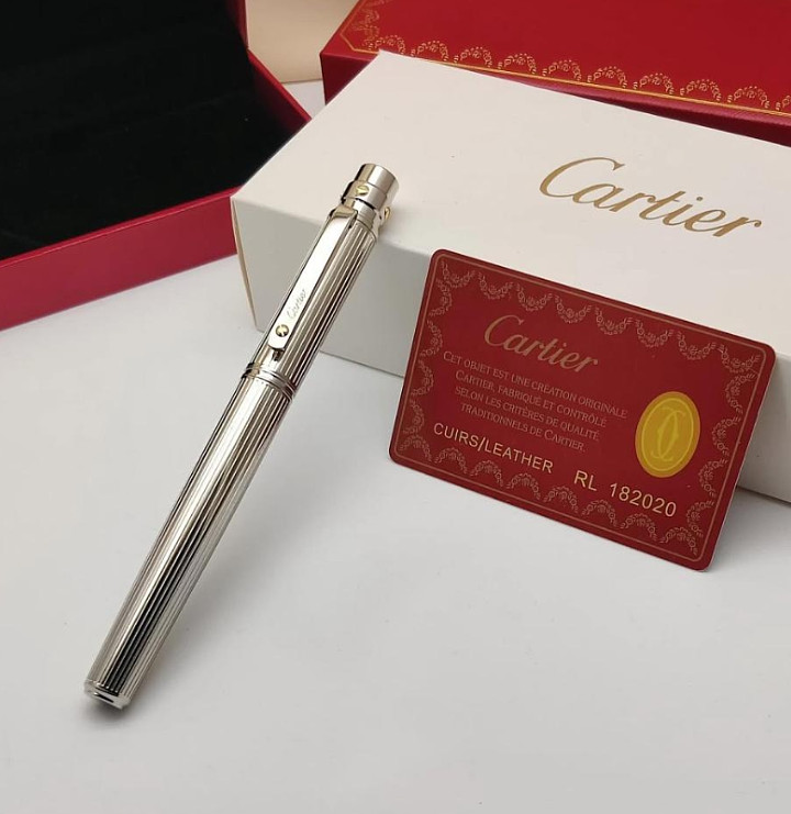 Luxury Cartier Santos Rollerball Pen Silver Trim Full Box VIP Gift New 2026