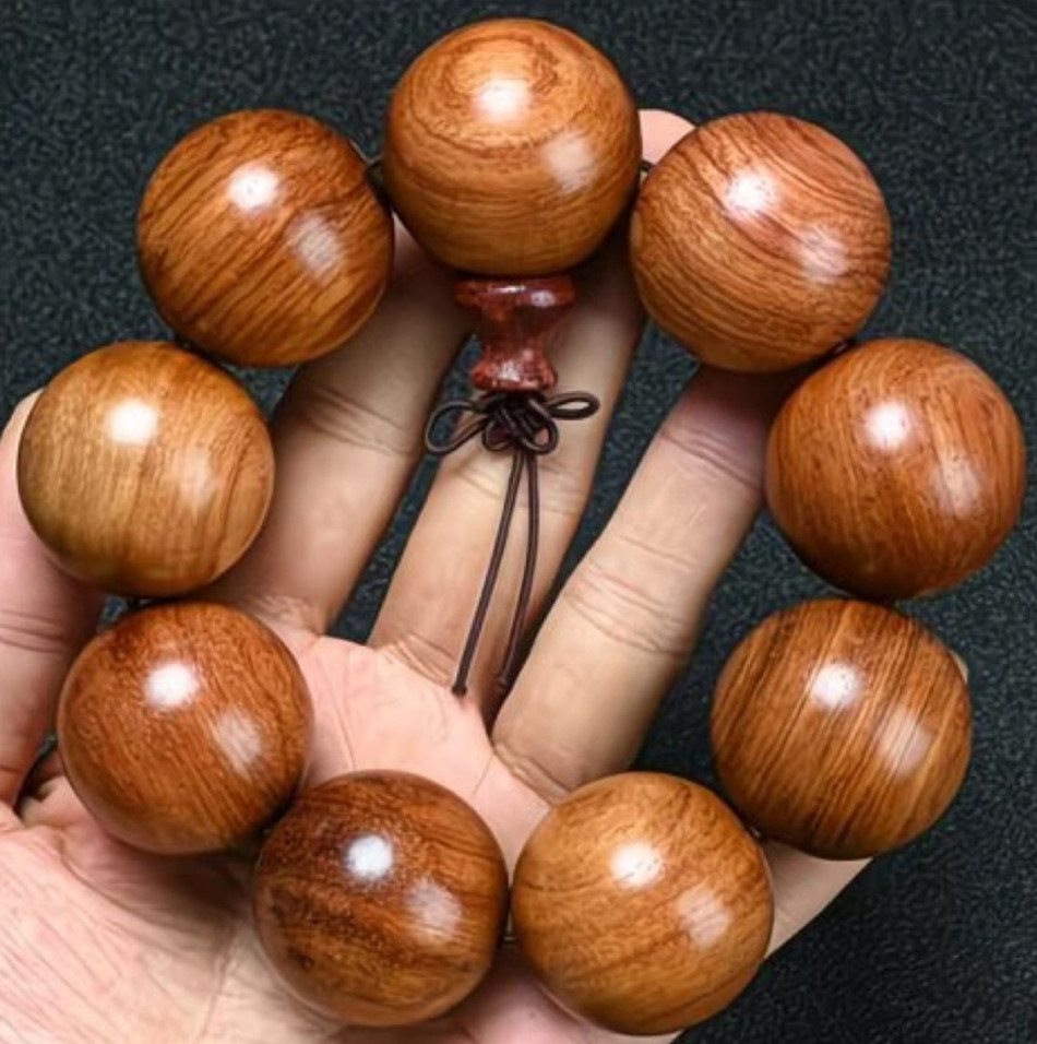 Grade A Natural Wood Bracelet 30Mm*9 Prayer Beads Shaolin Temple Blessing Charm