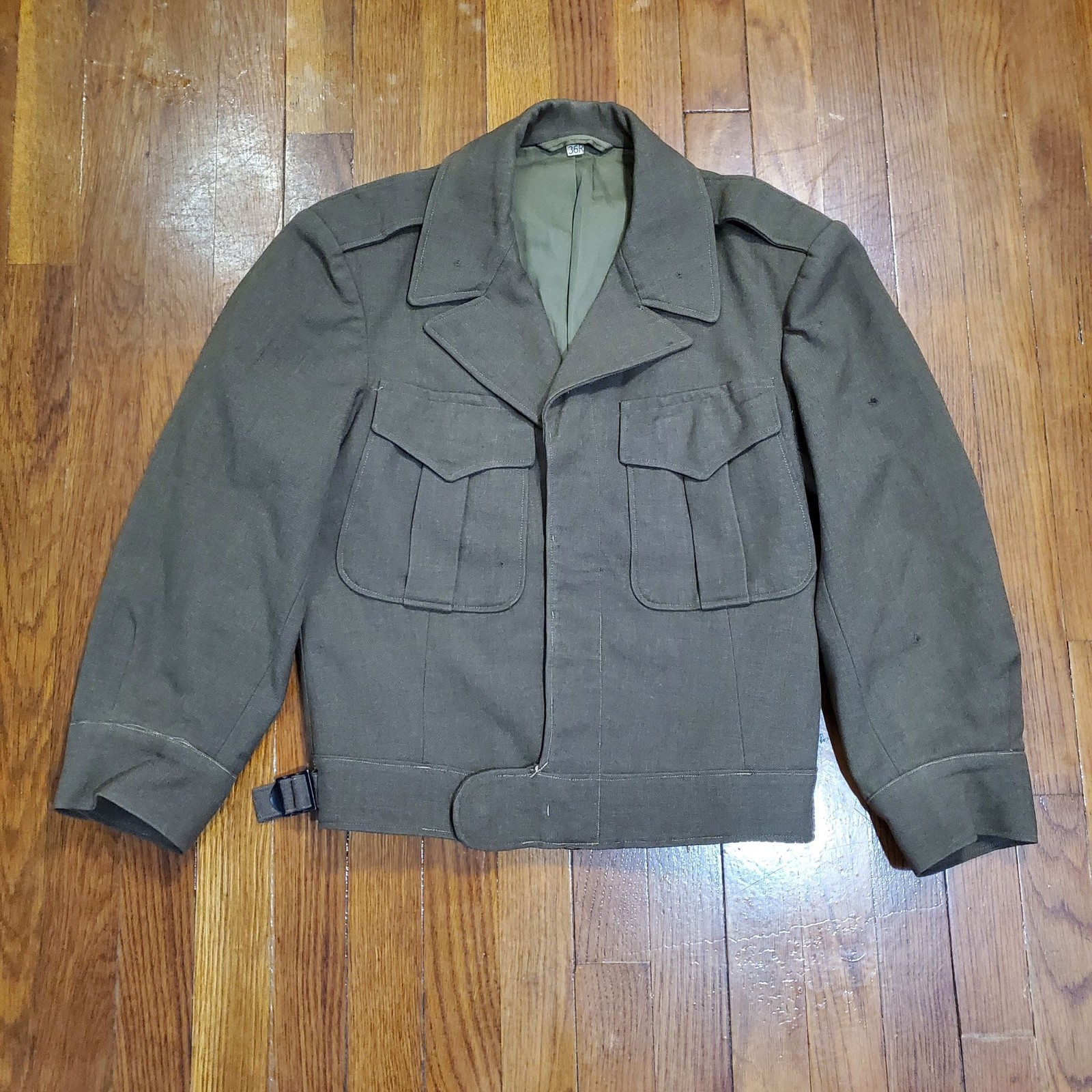 Vintage WWII 1944 US Army Ike Jacket Mens 36R Olive Drab Wool Field Coat 40s