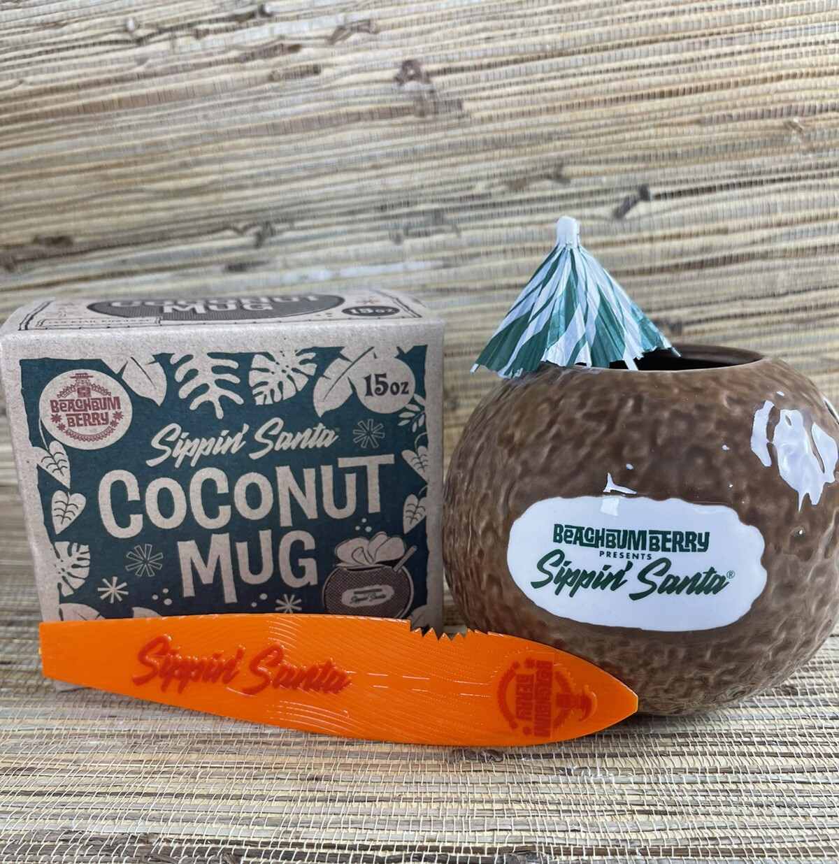 Sippin Santa Coconut Tiki Mug Beachbum Berry with Swag Tiki Bar NIB
