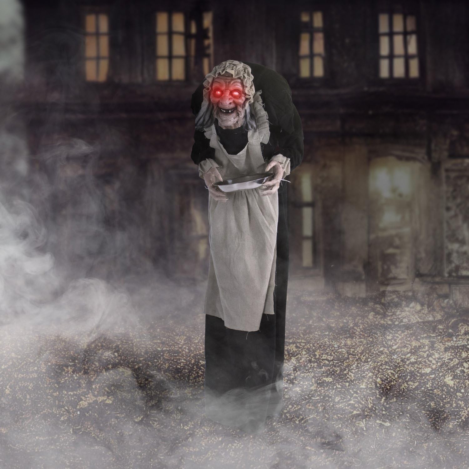 5.0 Ft. Life-Size Talking Zombie Maid Animatronic - Perfect for Halloween Decor