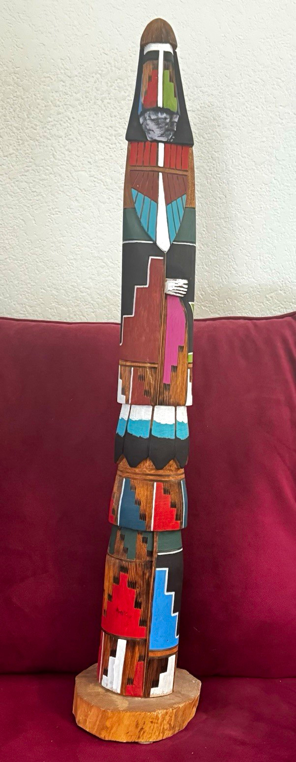 Hand Painted Wood Kachina Figurine Sculpture Signed Multicolor Native American