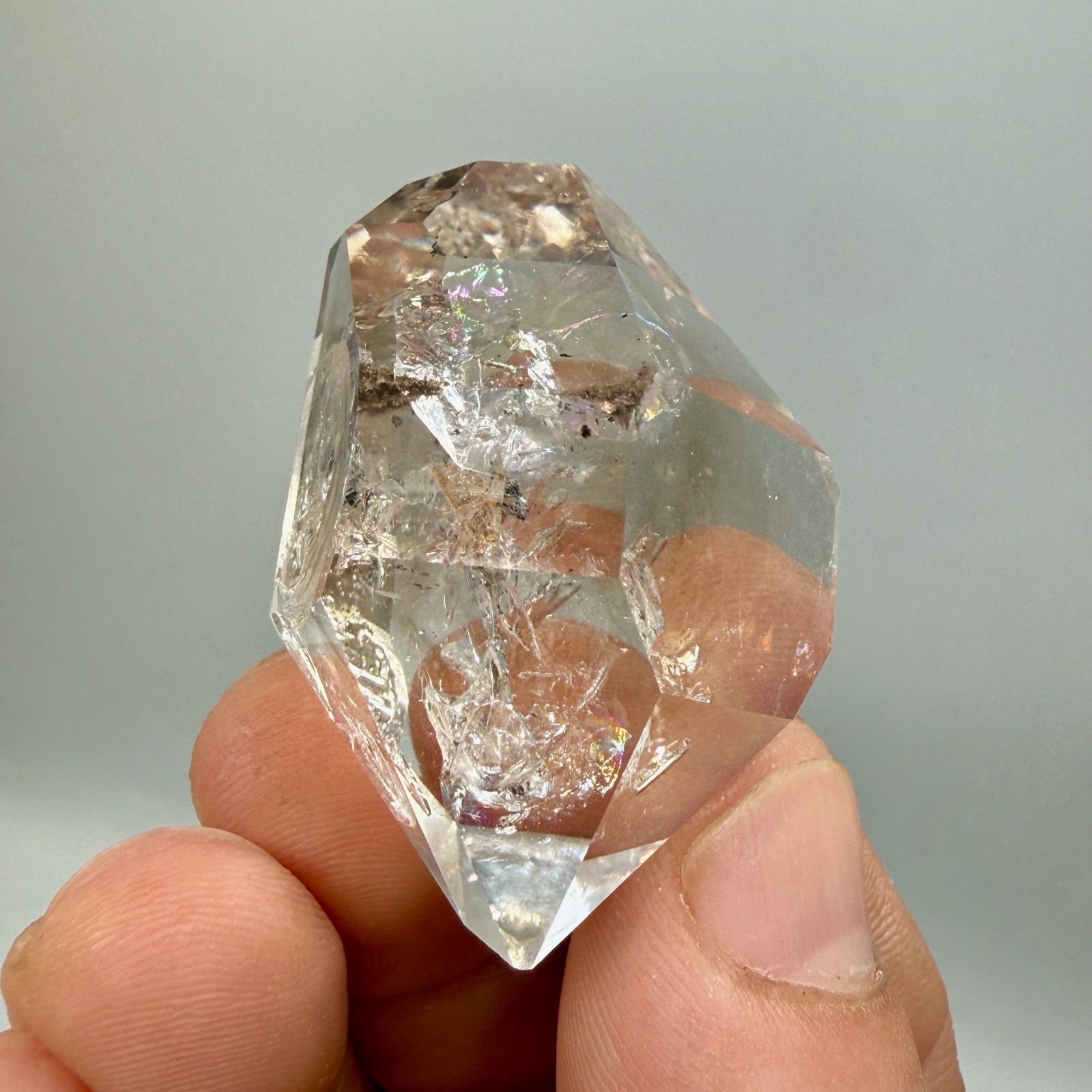 Herkimer Diamond Gem w/ Smoky Phantoms, Rainbows, A Grade Clarity, Sharp Points