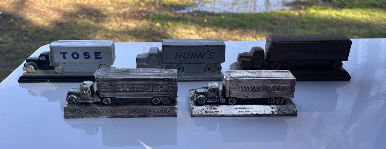 5 Vintage 1940s-50s Truck Advertising Paperweights 