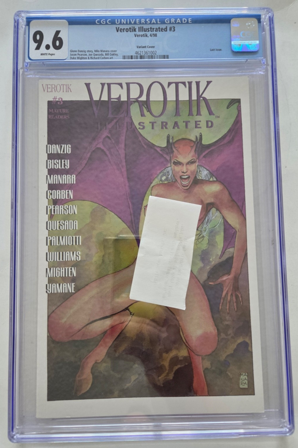 VEROTIK ILLUSTRATED #3 CGC 9.6 GRADED 1998 DANZIG RARE VARIANT COVER MILO MANARA