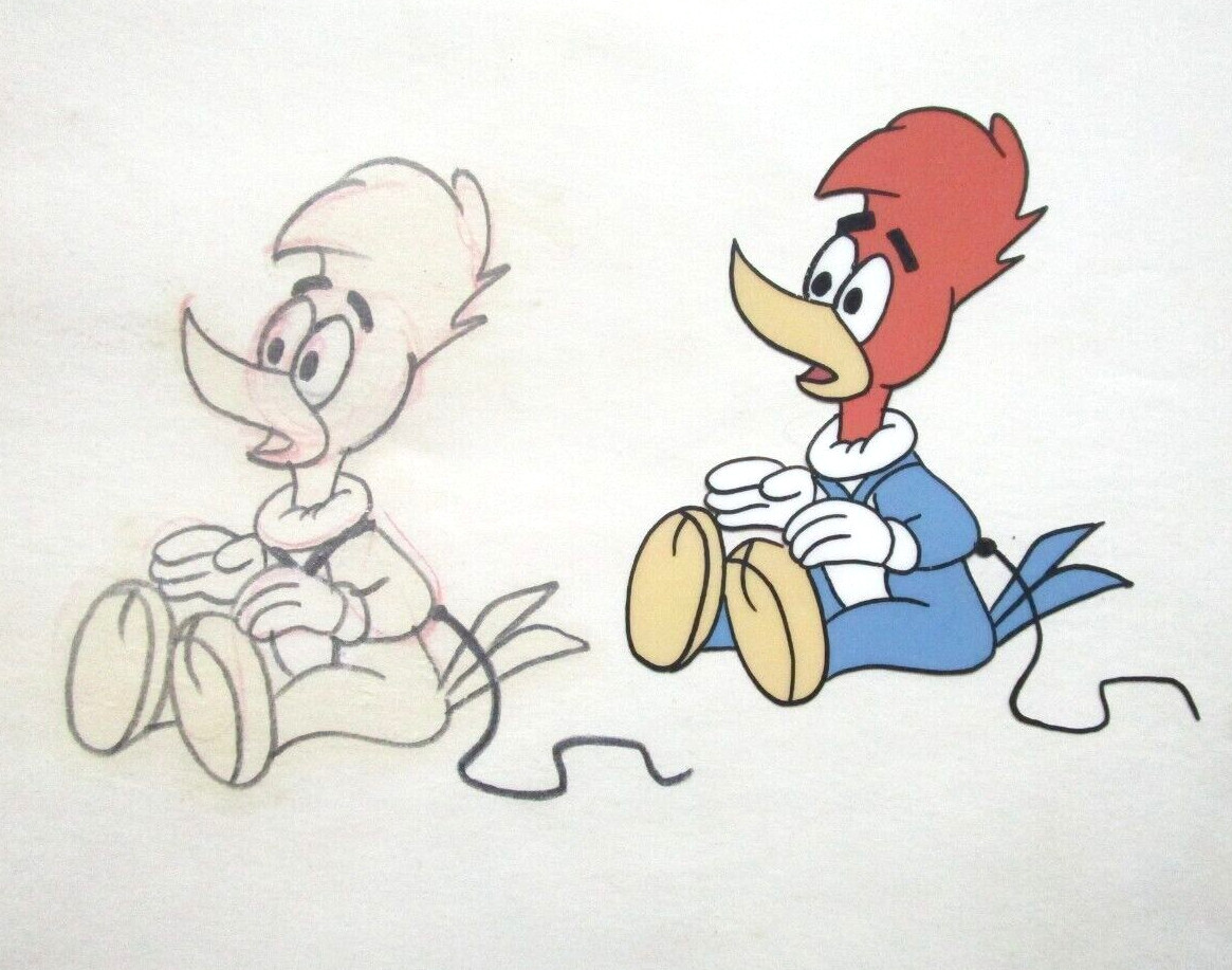 WOODY WOODPECKER  WALTER LANTZ 1970s ORIGINAL PRODUCTION CEL + DRAWING