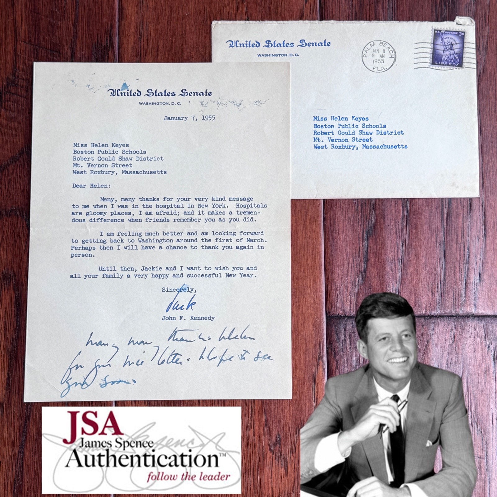 JOHN F. KENNEDY Senate Autograph re: 1954 HOSPITALIZATION Signed JACK * JSA