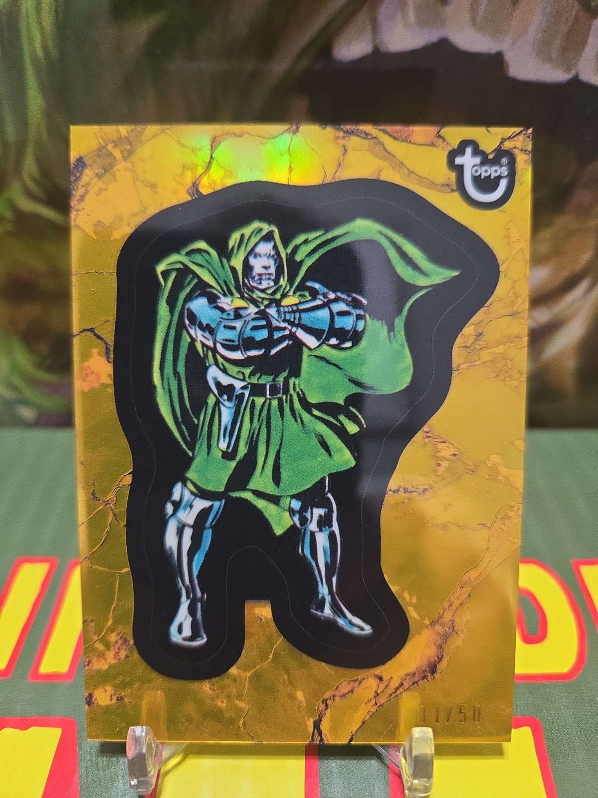 2025 Topps Marvel Comic Book Heroes 1975 Doctor Doom Gold Refractor #/50