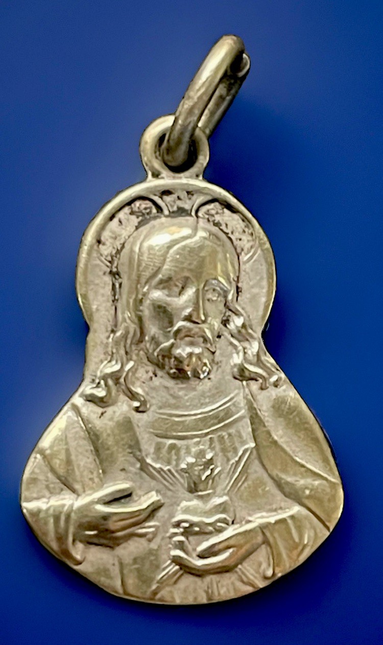 Antique 1910s, Sacred Heart Jesus, 300 Days Indulgence, Pope Pius X Medal