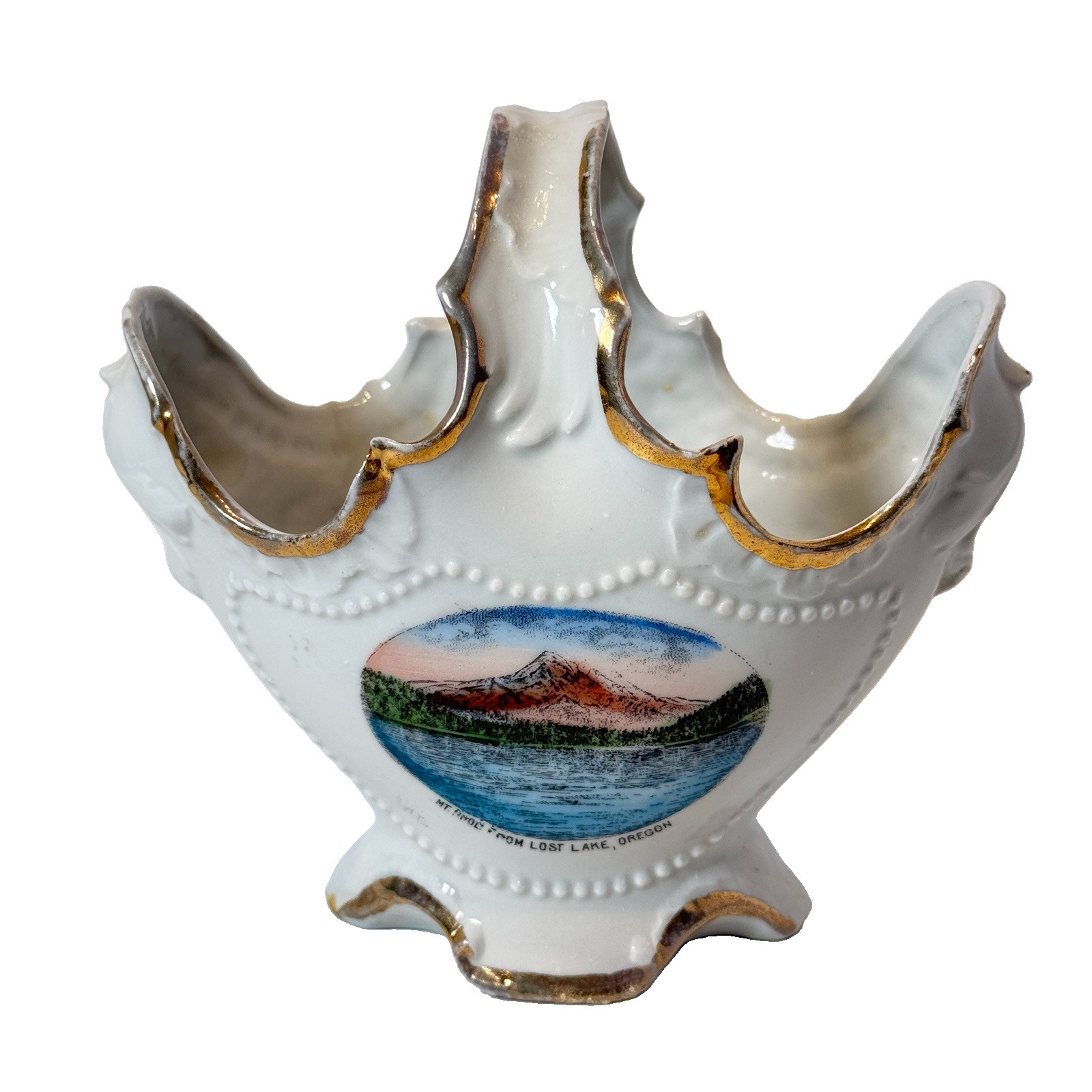 LOST LAKE OREGON ORE Antique MT HOOD Souvenir PAINTED TRINKET