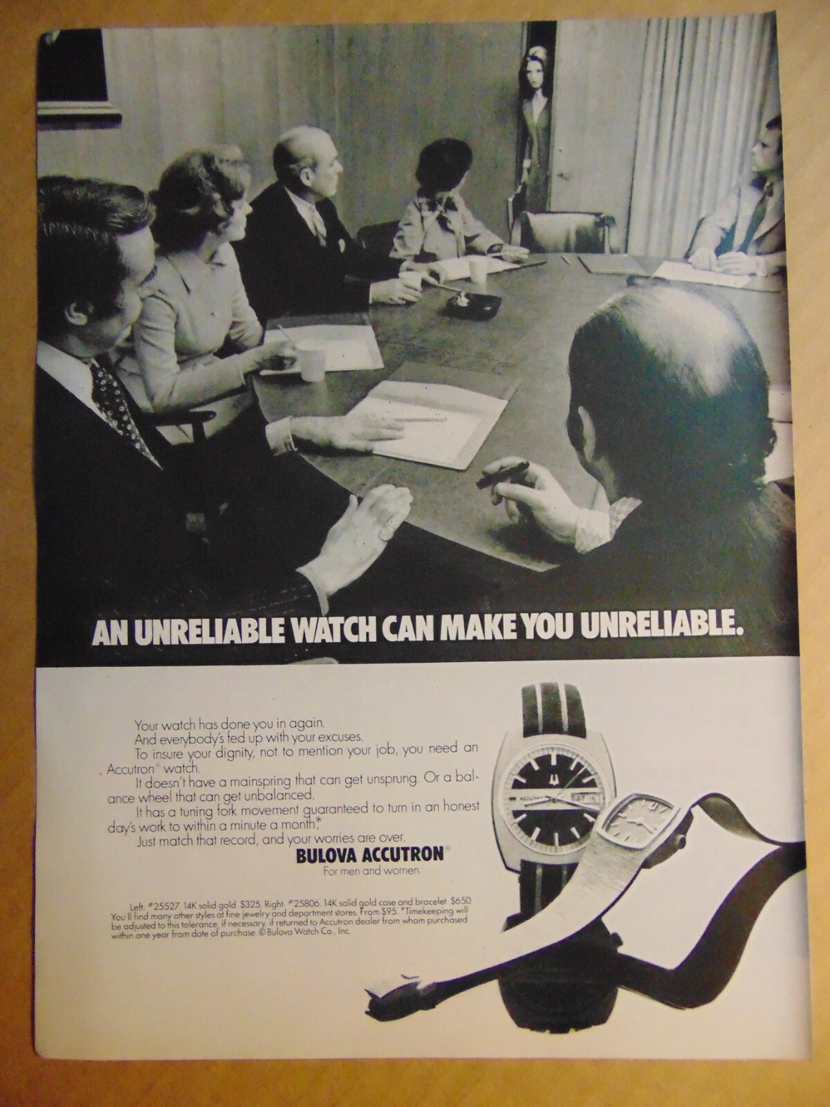 1974 BULOVA ACCUTRON Don\'t Get an Unreliable Watch vintage art print ad