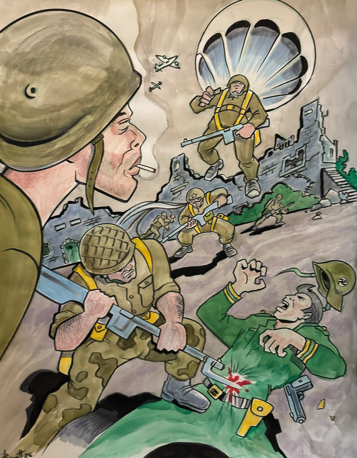PARATROOPERS ** MIKE BENNETT'S  ORIGINAL  ART   (2026) 4/12/26 W1