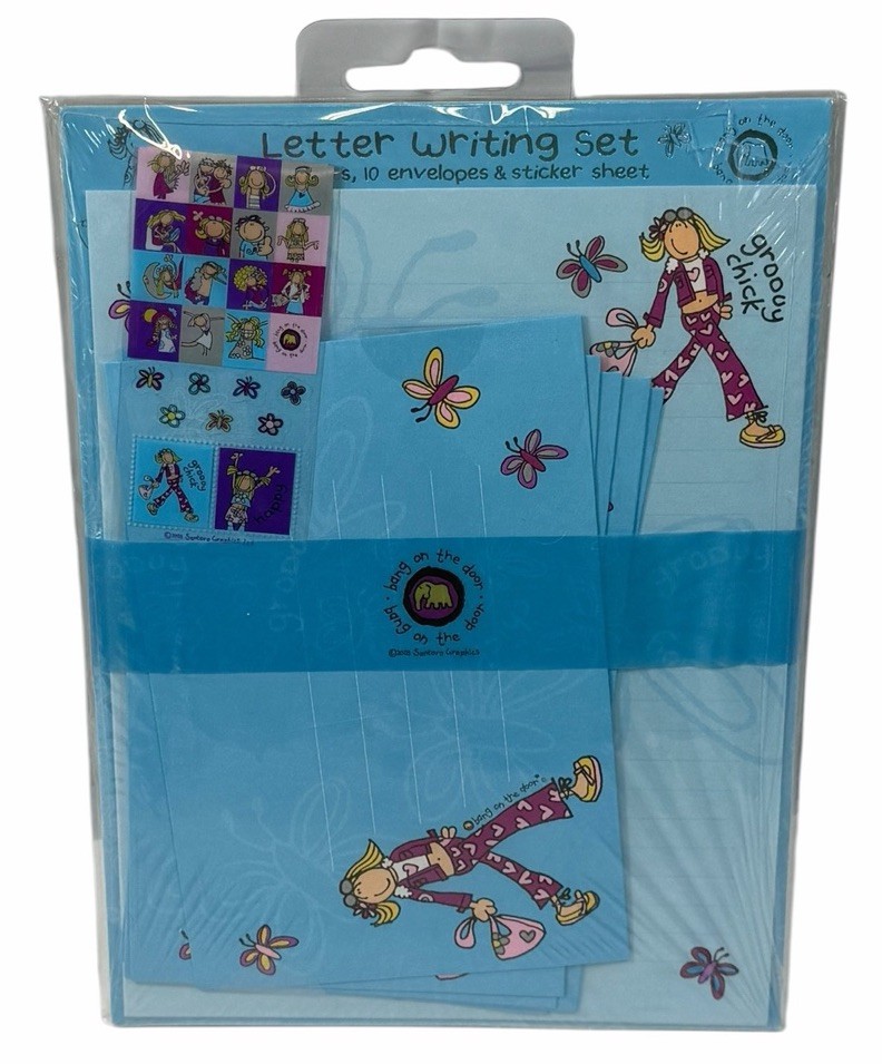 Vintage Y2K Groovy Chick Letter Writing Stationery Set Stickers Bang on the Door