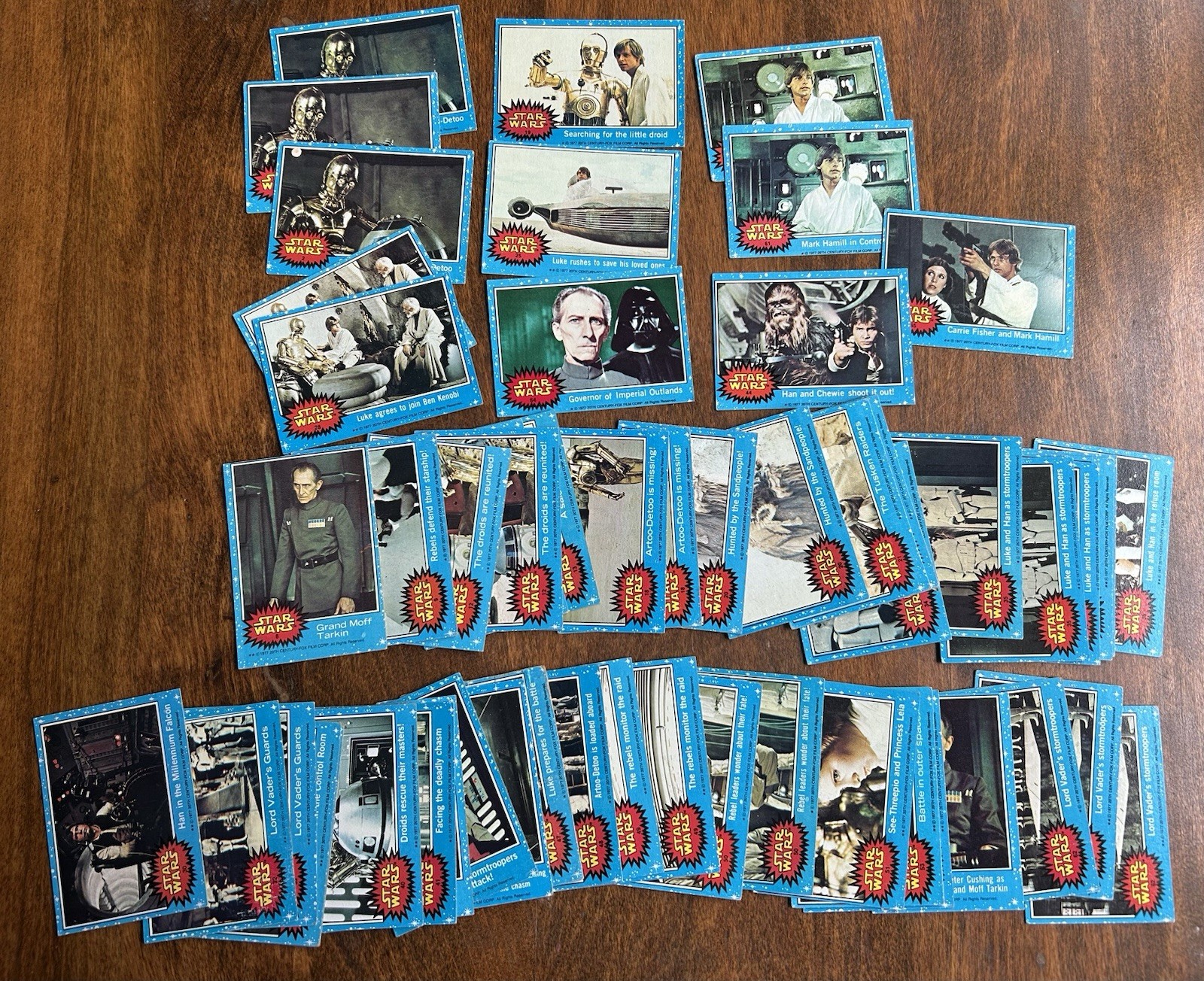 Vintage 1977 Star Wars Blue Series Lot Of 60 Cards Skywalker Vader Han Solo R2D2