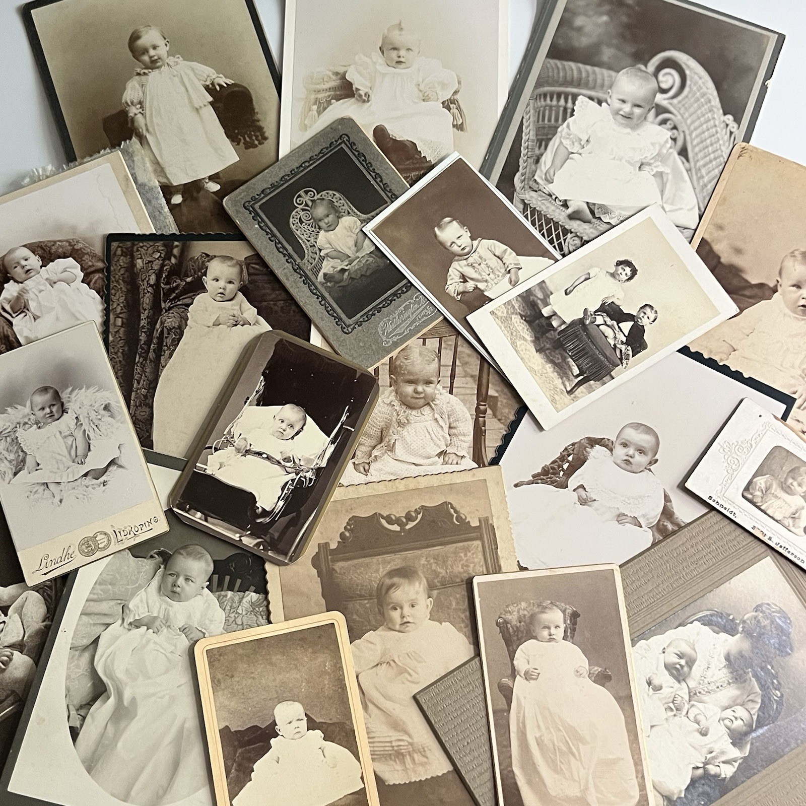 Antique Photograph Cabinet Card & CDV Lot Of 20 Adorable Baby Children Boy Girl