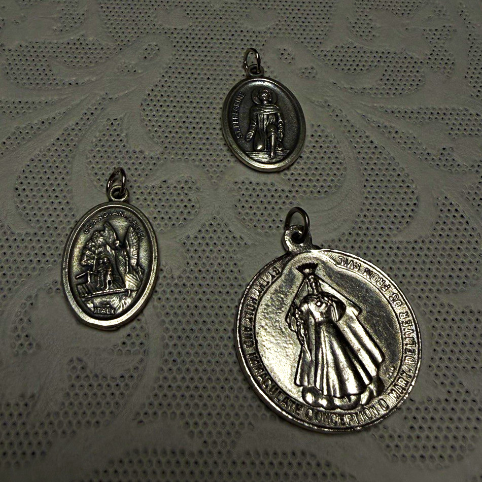 Vintage Italian Catholic Religious Medal Lot St Peregrine Guardian Angel St Jose